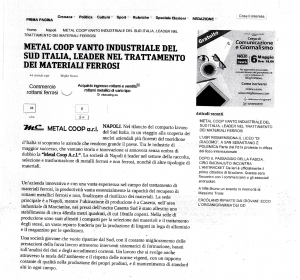 Metalcoop vanto industriale del Sud Italia